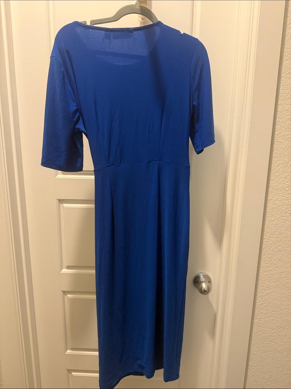 Nina Leonard Royal Blue Midi Dress with Decorative Buckle - Picture 3 of 3